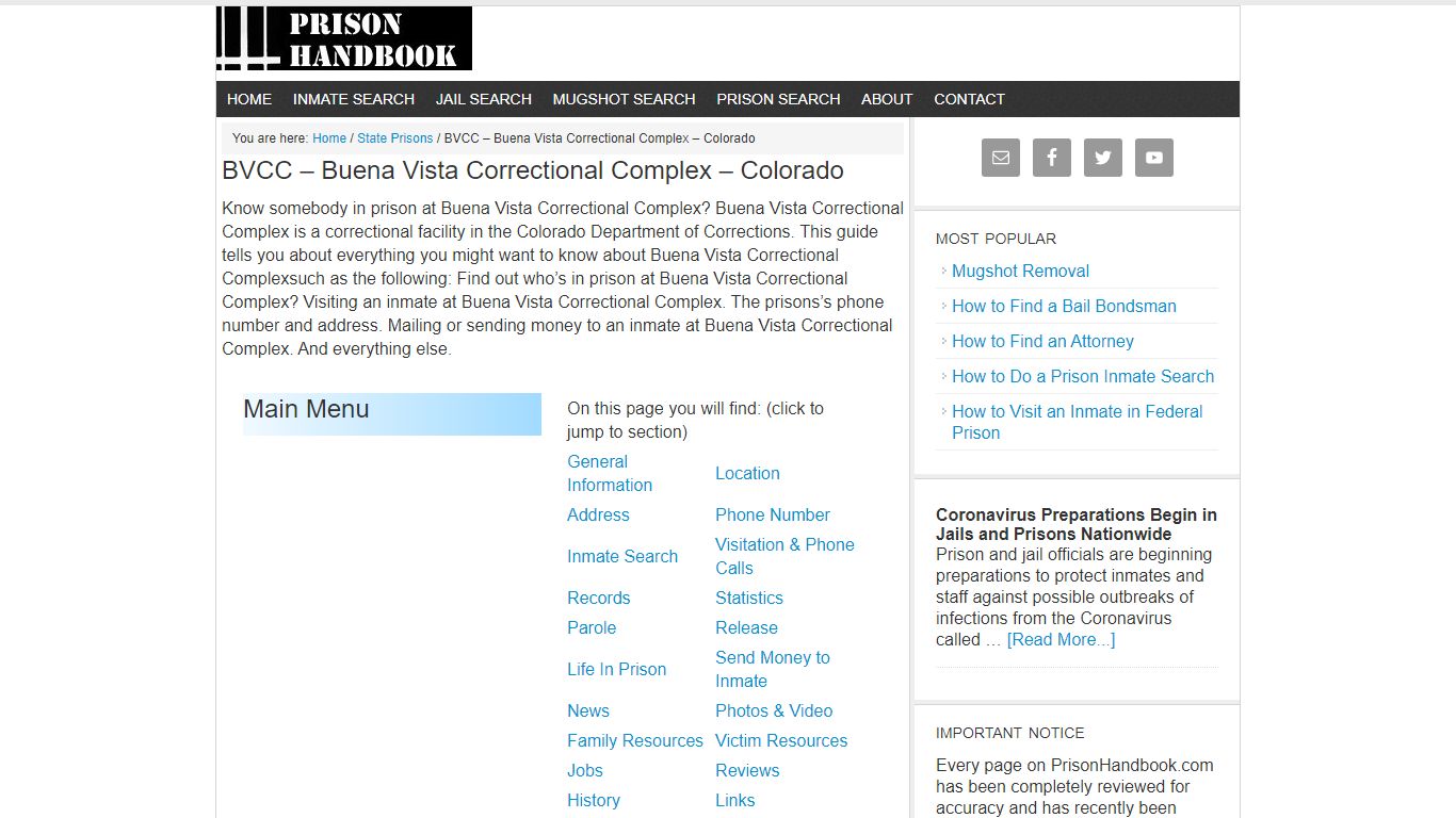 BVCC – Buena Vista Correctional Complex – Colorado - Prison Handbook